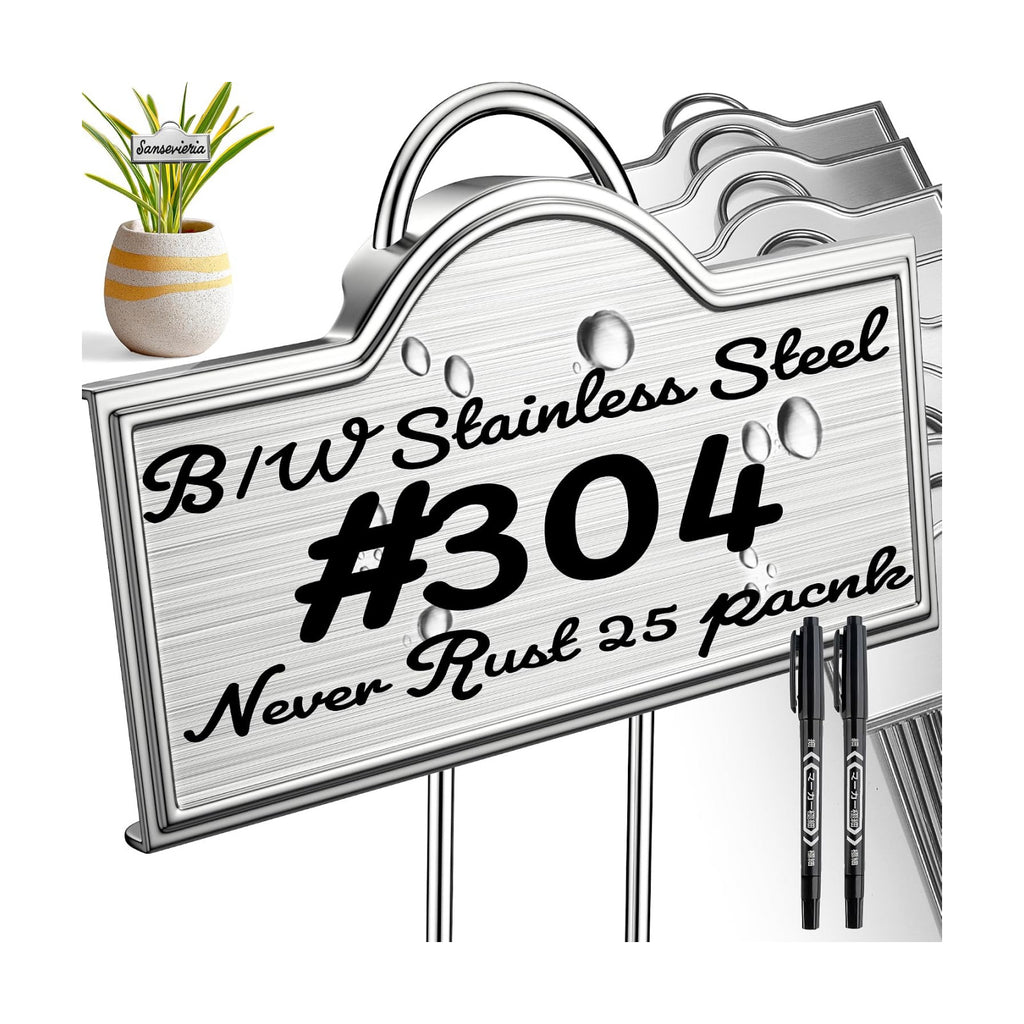 Stainless Steel 304 Plant Labels for Garden Outdoor | Metal Plant Markers Waterproof for Vegetables Herb Seedlings