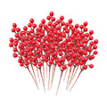 DR.DUDU 48 Pack Red Berry Stems for Christmas Tree Decor, 8 Inch