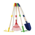 Play22 Kids Garden Tool Set Toy 4-Piece - Shovel, Rake, Hoe, Leaf Rake, Wooden Gardening Tools for Kids Best Outdoor