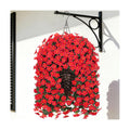 Artificial Hanging Flowers with Baskets for Decor, Fake Silk Red Hanging Daisy Orchid Flowers Plants, Faux Flower Centerpieces for Home Indoor Outdoor Garden Patio