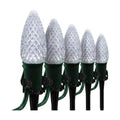 Wintergreen Lighting 50’ OptiCore LED Cool White Christmas Pathway Lights, C9 Outdoor White Christmas Lights, 4.5” Stakes, Green Wire Plug String Lights