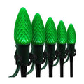 Wintergreen Lighting 25’ OptiCore LED Green Pathway Christmas Lights, C9 Outdoor Christmas Lights, 4.5” Stakes, Green Wire Plug String Lights