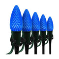 Wintergreen Lighting 25’ OptiCore LED Blue Pathway Christmas Lights, C9 Landscape Lights, 4.5” Stakes, Green Wire Plug String Lights