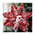 10 PCS Snow Poinsettia Stems, Large 10.6" Christmas Flowers, Red/White