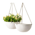 LA JOLIE MUSE 10 Inch Hanging Planters for Indoor Plants, Outdoor Garden Planter Pots, White, Honeycomb, Set of 2