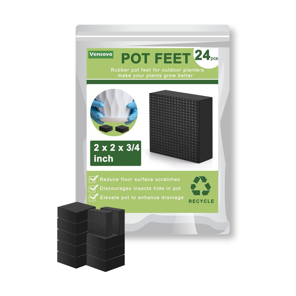 Invisible Rubber Pot Feet – Square Non-Slip Risers Elevate 3/4 Inch for Drainage & Airflow, 24 Pack Solid Pot Risers