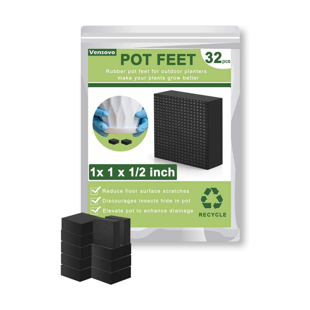 vensovo Planter, 1 Inch Plant Pot Feet for Outdoor Planters - 32 Pack, Rubber Pot Risers Elevate up 1/2 inch, Plant Stand for Medium and Small Pots