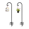 76 inch Outdoor Shepherd Hook with 7 Prong Base (2 Packs), Adjustable Heavy Duty Garden Hanging Stake for Bird Feeder