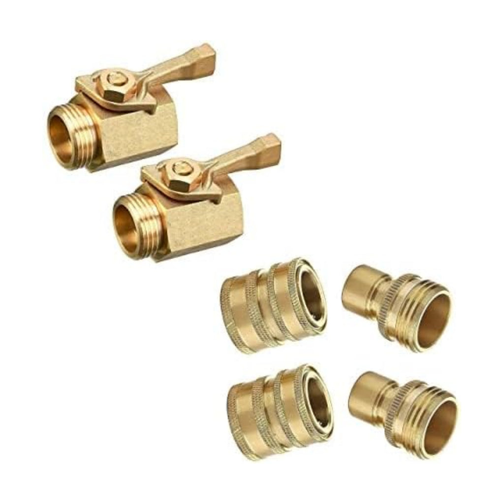 M MINGLE Heavy Duty Brass Garden Hose Shut Off Valve, Garden Hose Quick Connect Fittings