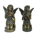 Northlight 2 Bronze Kneeling Fairies Flowers Butterfly Garden Statues 7"