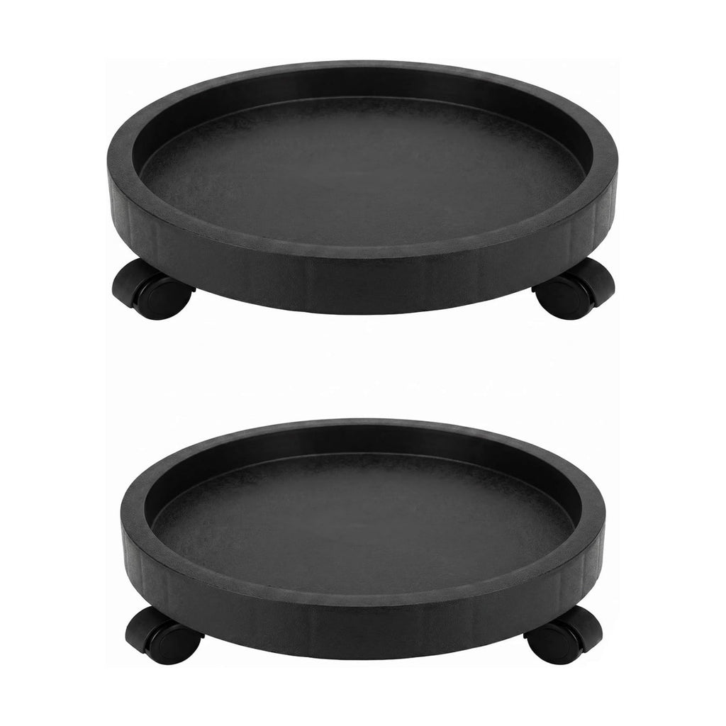 2 Pack of 14 Inch Heavy Duty Plant Caddy with Wheels,Rolling Plant Stand Pot Trolley,Wheeled Planter Saucer Tray,Potted