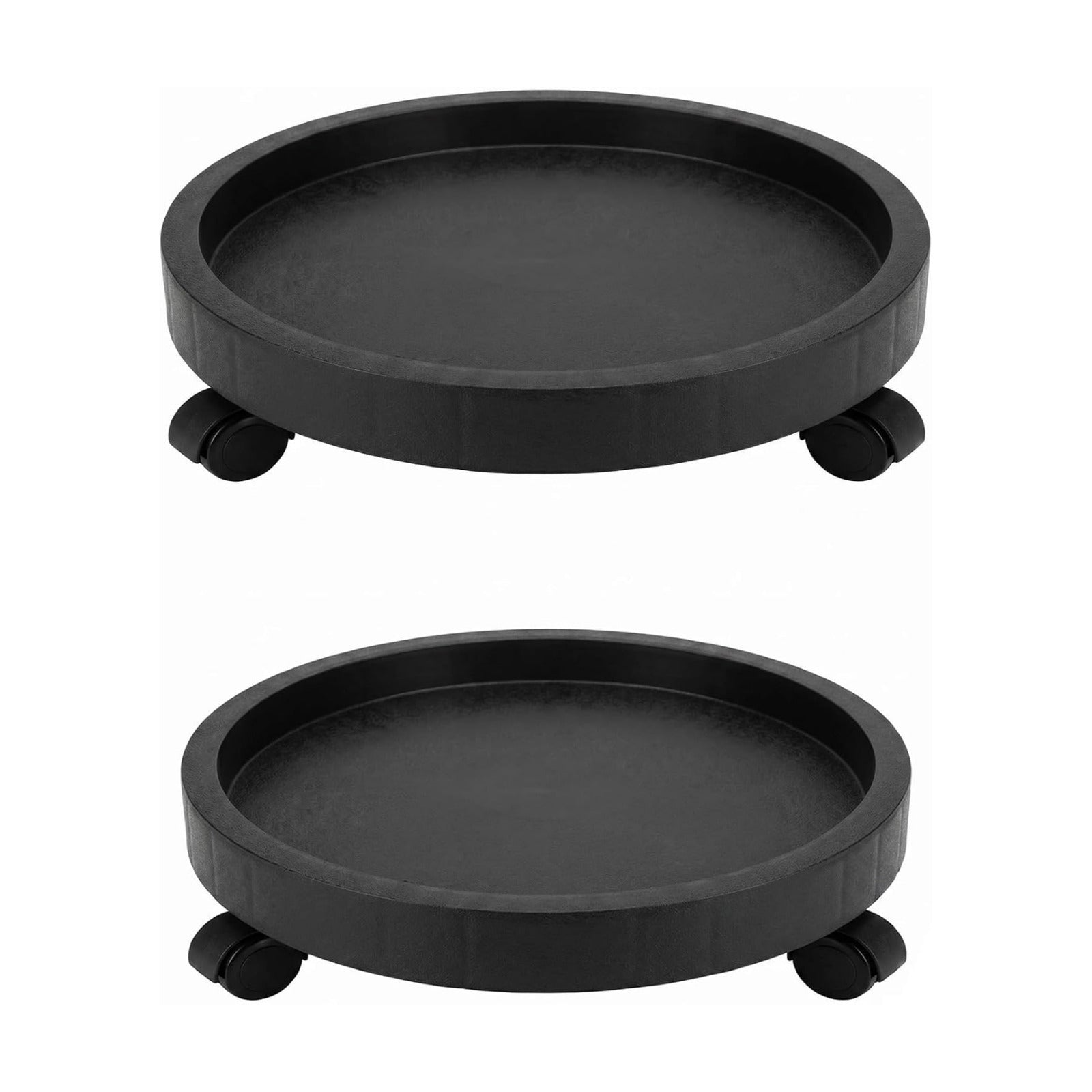 2 Pack of 14 Inch Heavy Duty Plant Caddy with Wheels,Rolling Plant Stand Pot Trolley,Wheeled Planter Saucer Tray,Potted