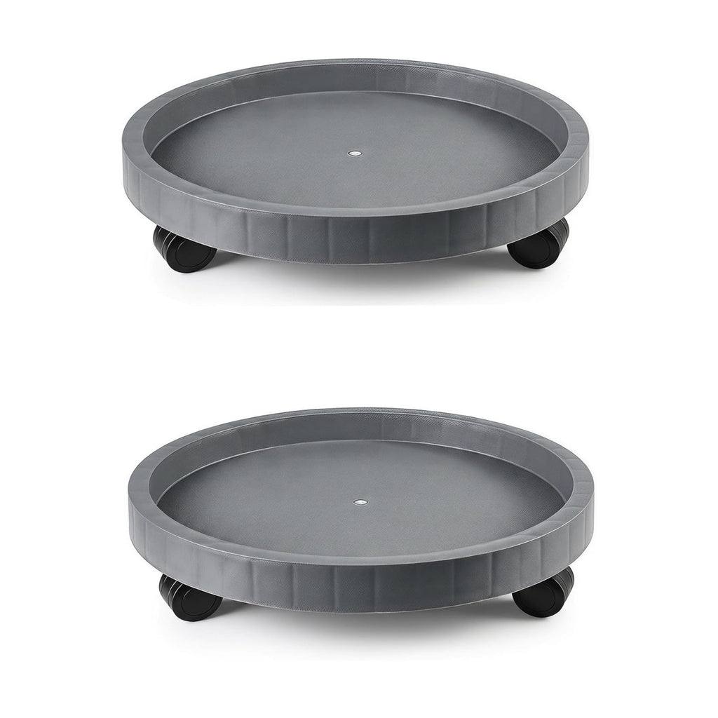 2 Pack of 14 Inch Heavy Duty Plant Caddy with Wheels,Rolling Plant Stand Pot Trolley,Wheeled Planter Saucer Tray,Potted