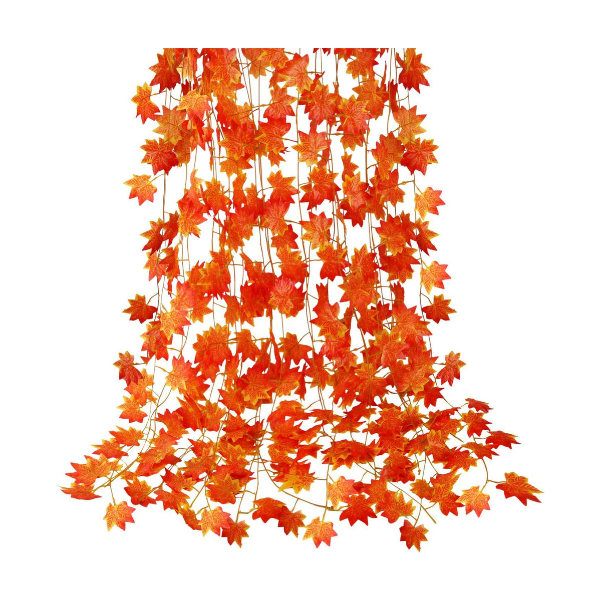 CQURE 12 Pack Fall Leaf Garland, Hanging Vines Garland Artificial Fall Maple Leaves Thanksgiving Decor for Home Wedding Fireplace Party