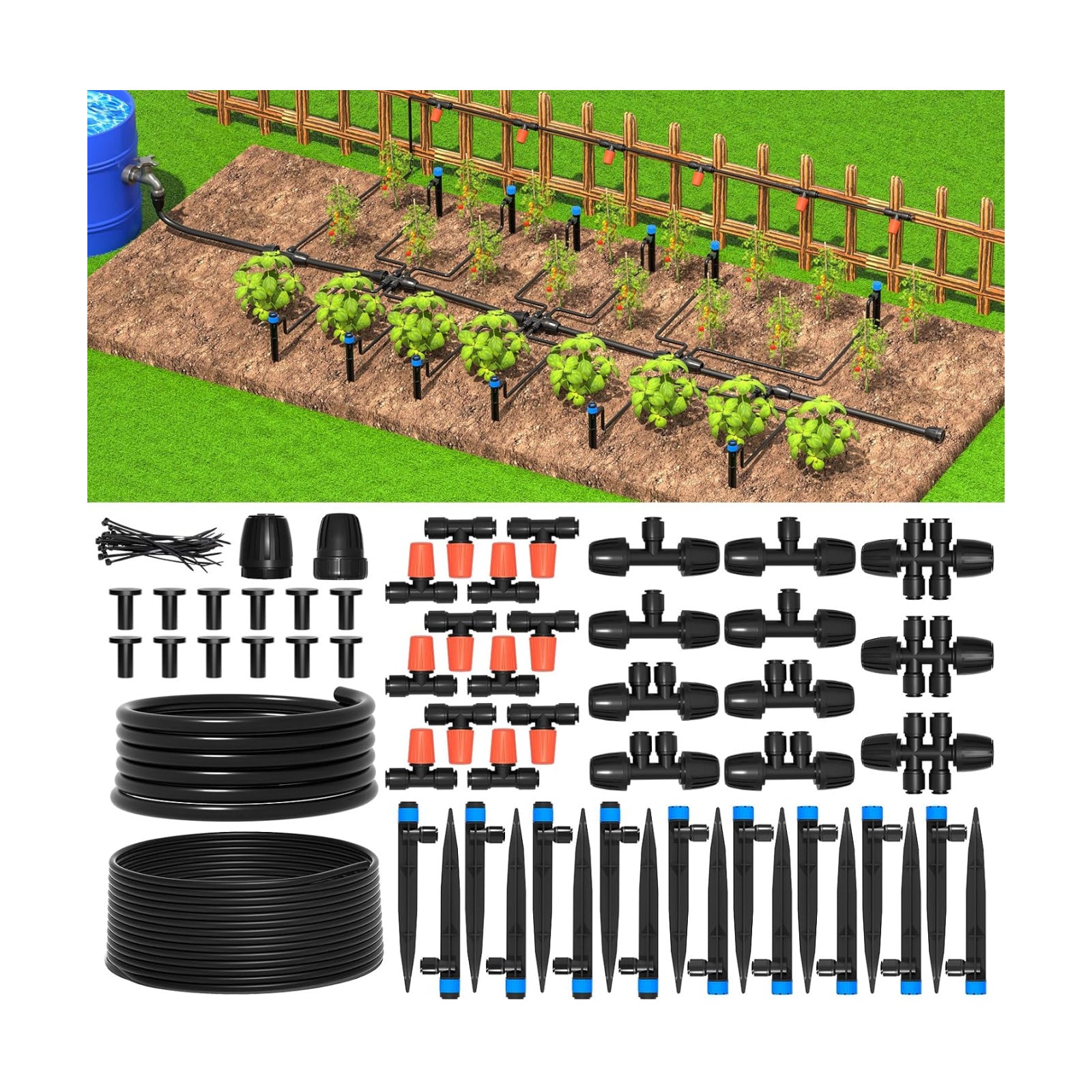 MIXC Greenhouse Micro Drip Irrigation Kit Automatic Irrigation System Patio Misting Plant Watering System with 1/4 inch