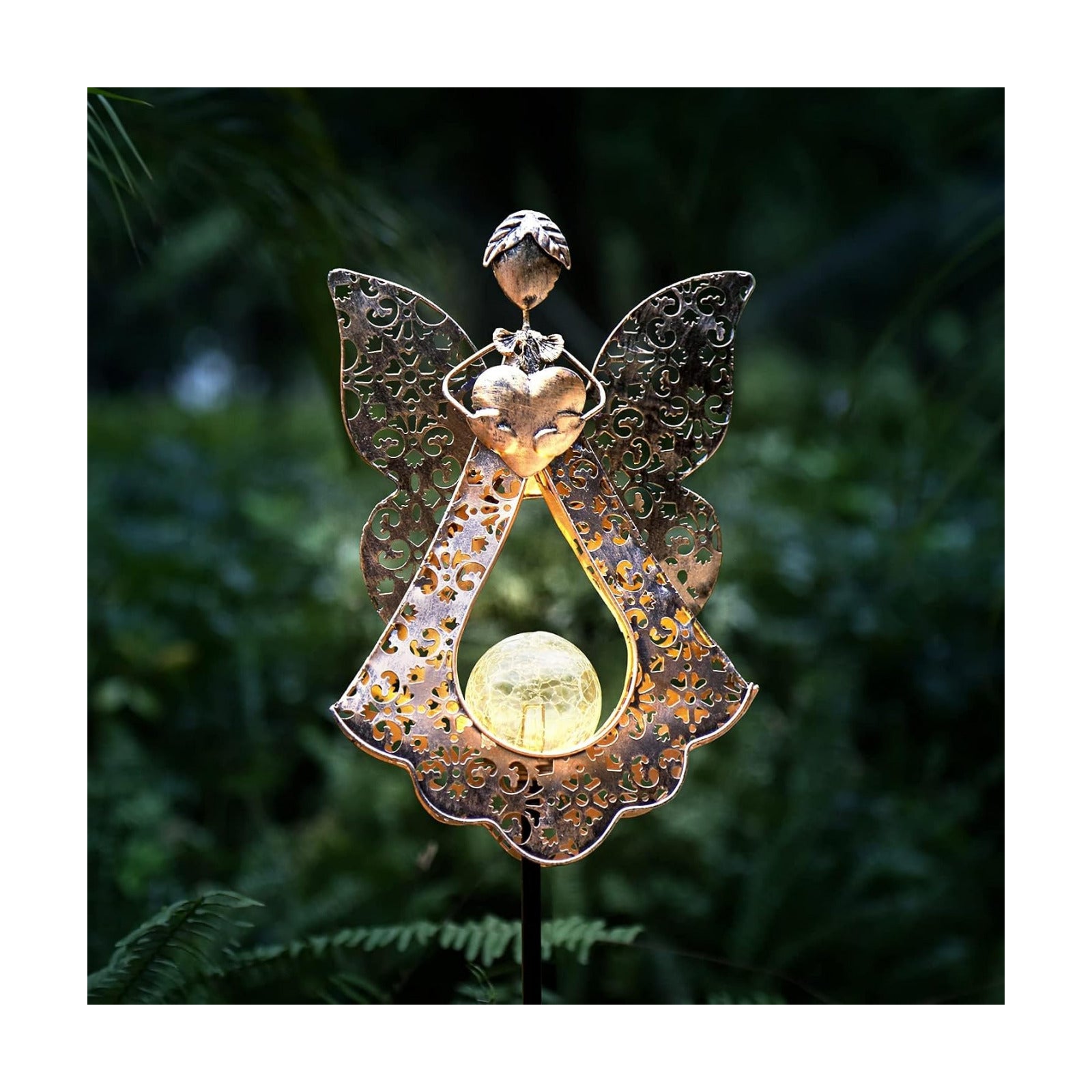 LEDs Solar Stake Lights for Garden Metal Warm White, Memorial Gift - Perfect as Remembrance & Sympathy Gifts