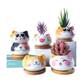 3.6Inch Cat Pot for Plant, Cat Planter Succulent Pot with Drainage Set of 6 | Tiny Animal Planter, Small Ceramic Air