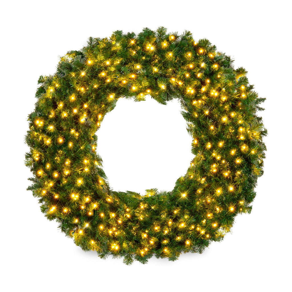 Best Choice Products 60in Large Artificial Pre-Lit Fir Christmas Wreath Holiday Accent Decoration w/ 300 LED Lights, 930 PVC Tips