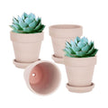 6 Inch Pink Terracotta & Clay Pots with Saucer, 4 Pack | Medium Terra Cotta Planter with Drainage, Flowerpot for Indoor