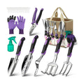 Garden Tools Set, 30 Piece Stainless Steel Gardening Kit with Vintage Floral Tote Bag, Non-Slip Ergonomic Rubber