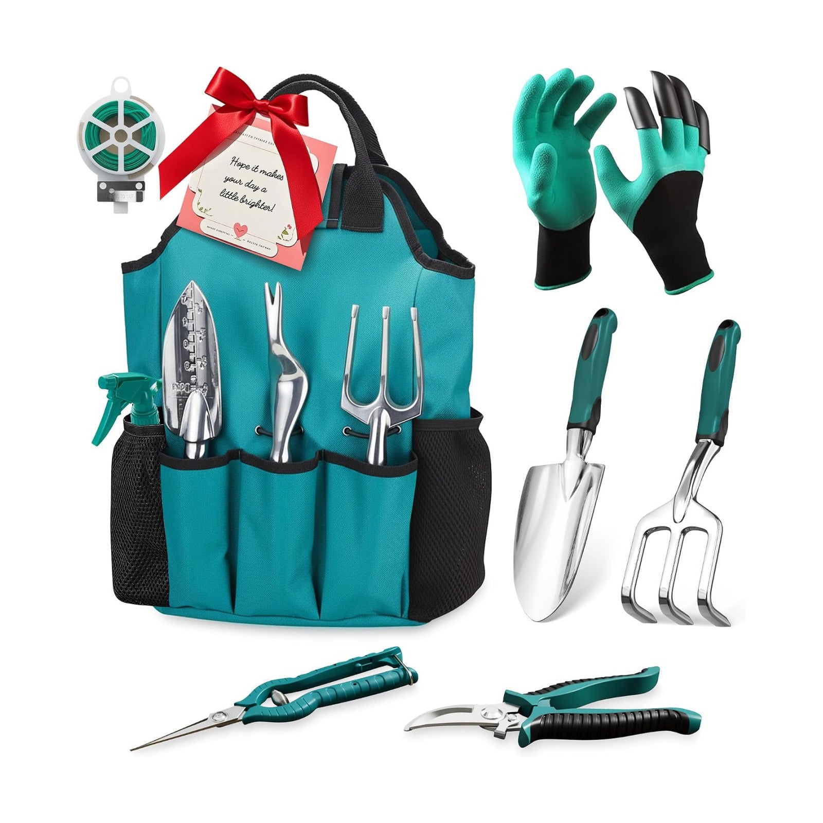 Garden Tool Set, Gardening Gifts for Women, Men, Mom, Dad, 11-Piece Heavy-Duty Aluminum Hand Tools Set with Tote Bag
