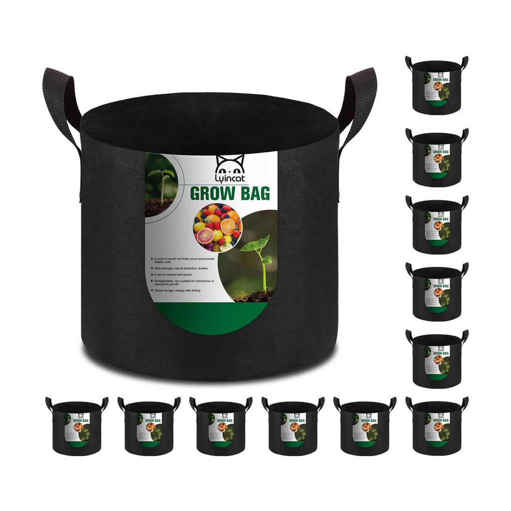 12-Pack 10 Gallon Grow Bags Heavy Duty Thickened Nonwoven Fabric Pots with Durable Handles