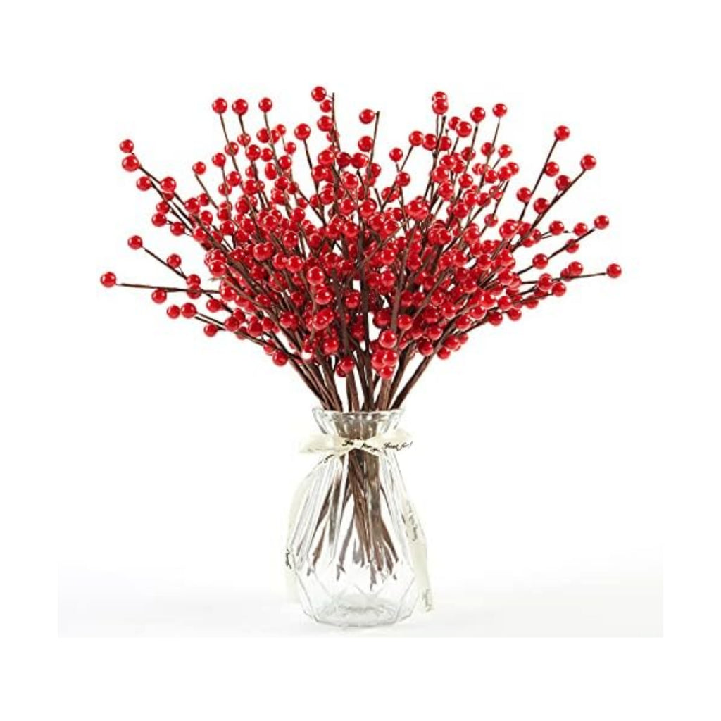 joyhalo 24 Pack 12.6in Red Berry Stems