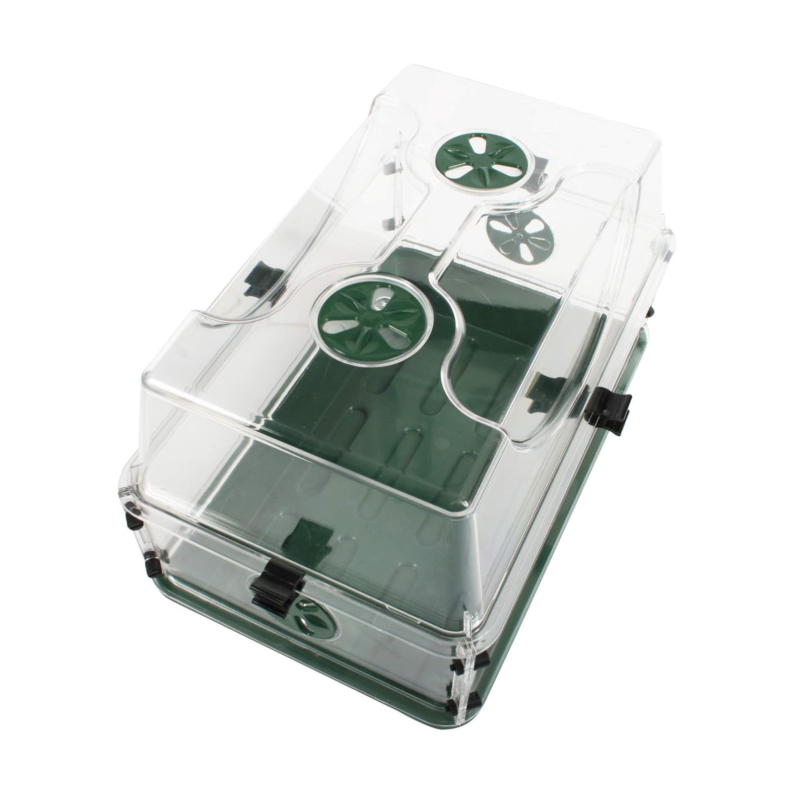 Medium Seed and Herb Domed Propagator with Vented Side Height Extension and Security Clip Set,Green