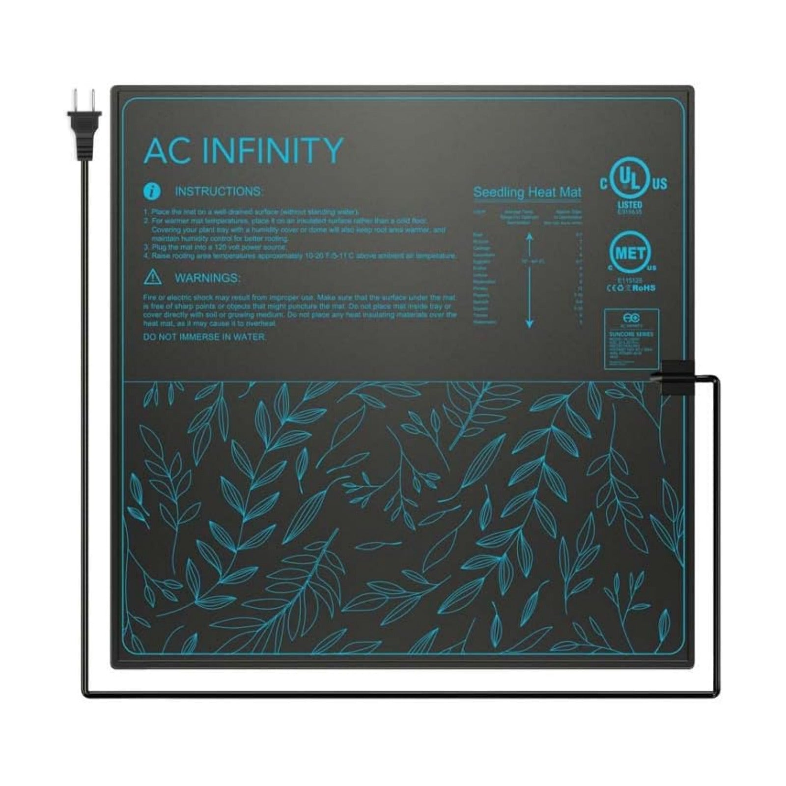 AC Infinity SUNCORE A5, Waterproof Seedling Heat Mat 50x50cm | MET & UL-Certified Heating Pad for Indoor Gardening