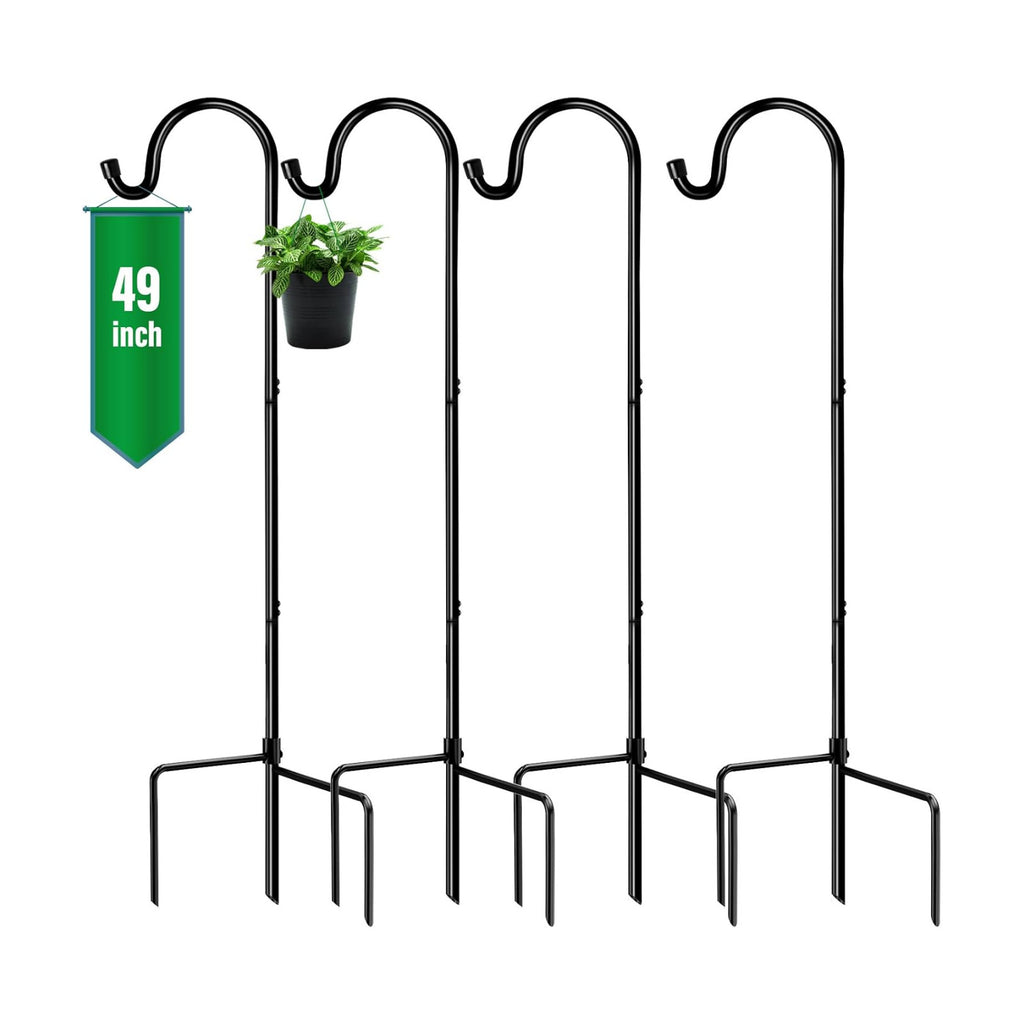 GOFORWILD 4 Pack 49 Inch Shepherd Hooks for Bird Feeder Outdoor | Made of Premium Metal for Garden Decor, Plant Hanger