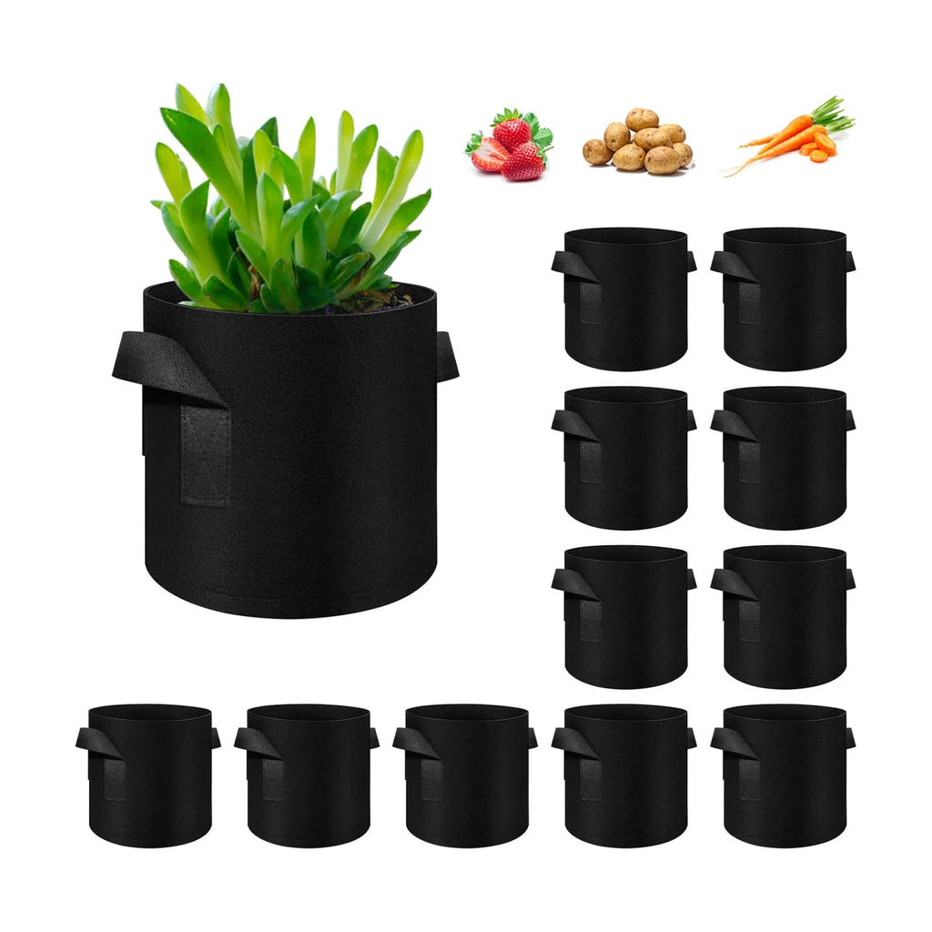 12-Pack 10 Gallon Plant Grow Bags, Thickened Nonwoven Fabric Pots with Handles, Vegetable Planter Bags Containers