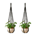 Mkono Macrame Plant Hanger Indoor 35 Inch Hanging Planter Basket Black 2Pc