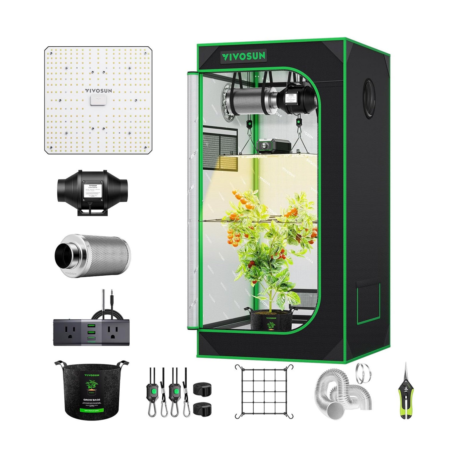 VIVOSUN 2x2ft Grow Tent Kit with 100W Full Spectrum LED Grow Light | WiFi-Controlled Grow System,Automatic Ventilation