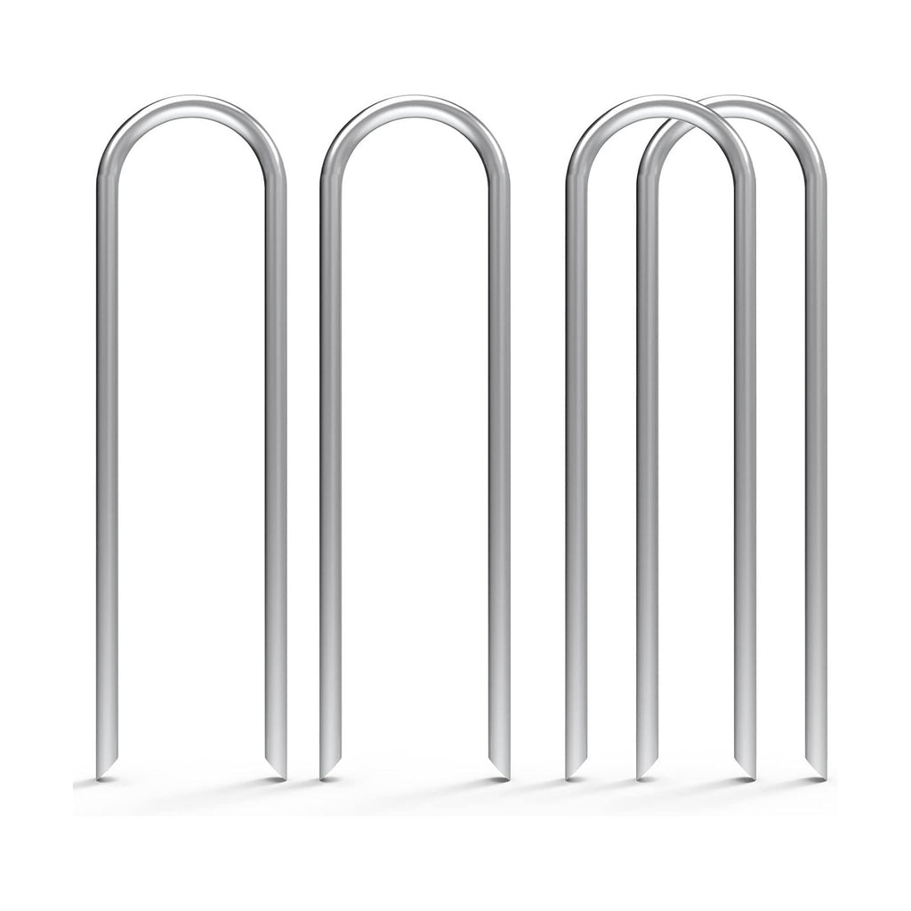 MySit 6 Inch 100 Pack U Shaped Galvanized Drip Irrigation Stakes 11 Gauge | Heavy Duty Landscape Staples Garden Stakes