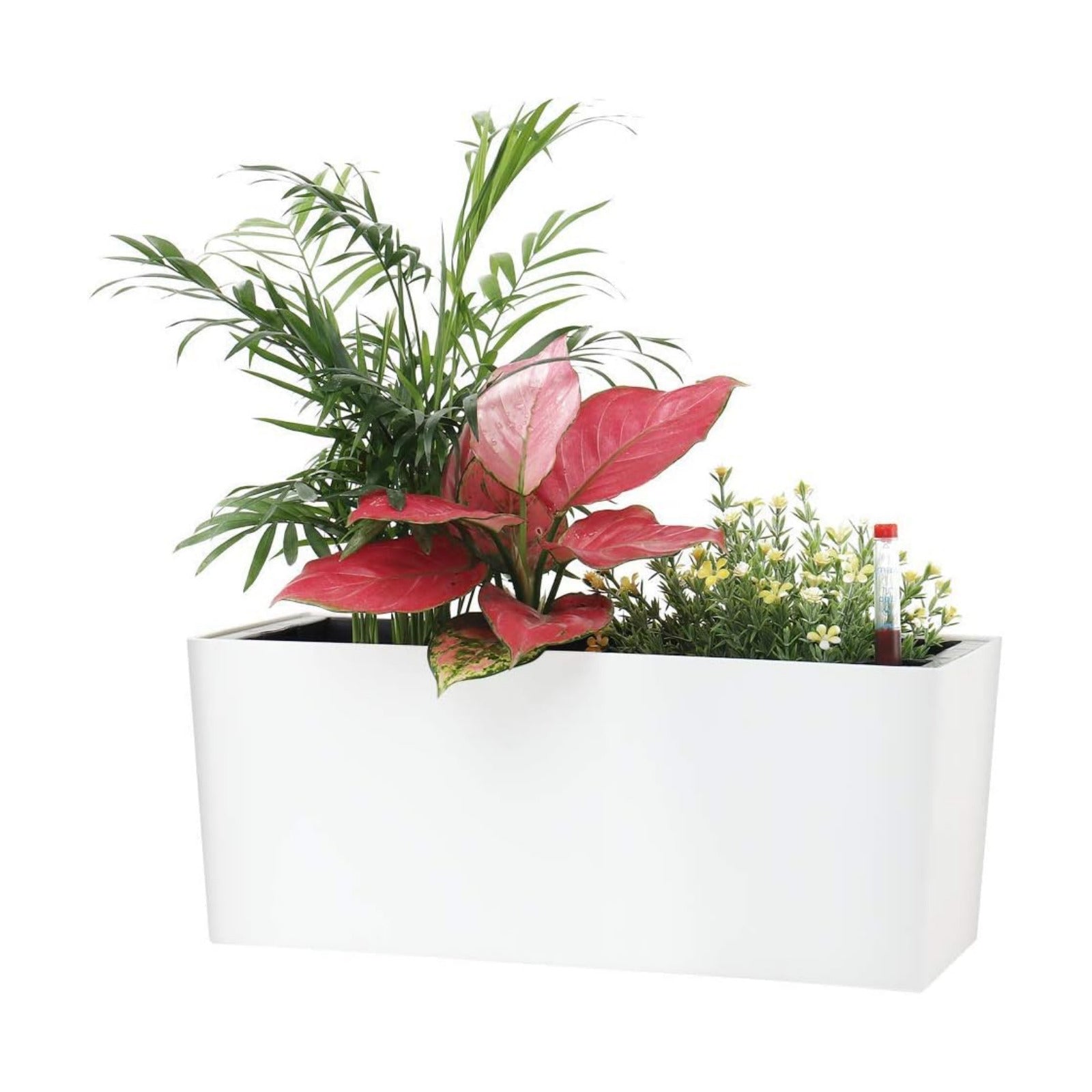 SAROSORA 14" Self Watering Planter Pots with Water Level Indicator, Rectangle Matte Plastic Window Box for Indoor
