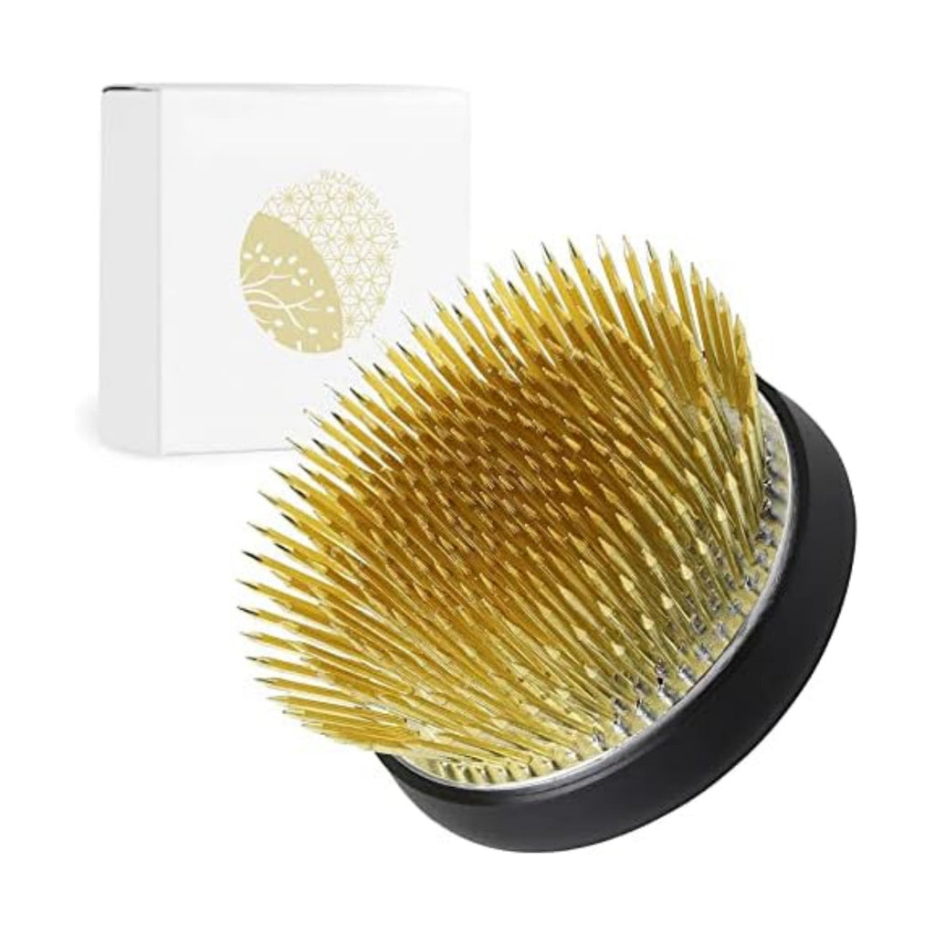 Wazakura Radial Blooming Flower Ikebana Kenzan, Made in Japan 2.5"(62mm), Unique Dome Shaped Brass Flower Arrangement Holder, Japanese Round Frog Pin for Fresh, Ceramic or Dried Flowers Creations