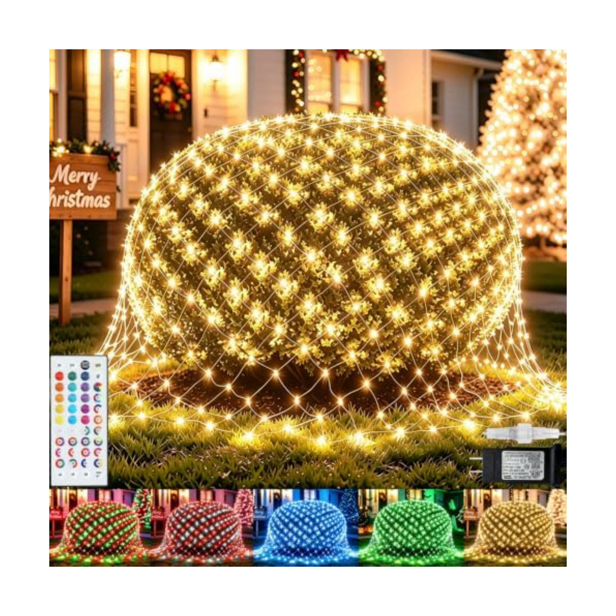 Pooqla RGB Christmas Net Lights Outdoor Mesh Lights 9.8 x 6.6ft Green Wire