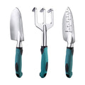 FANHAO Garden Tools Set, 3 Piece Heavy Duty Gardening Tools Cast Aluminum with Soft Rubberized Non-Slip Handle, Durable