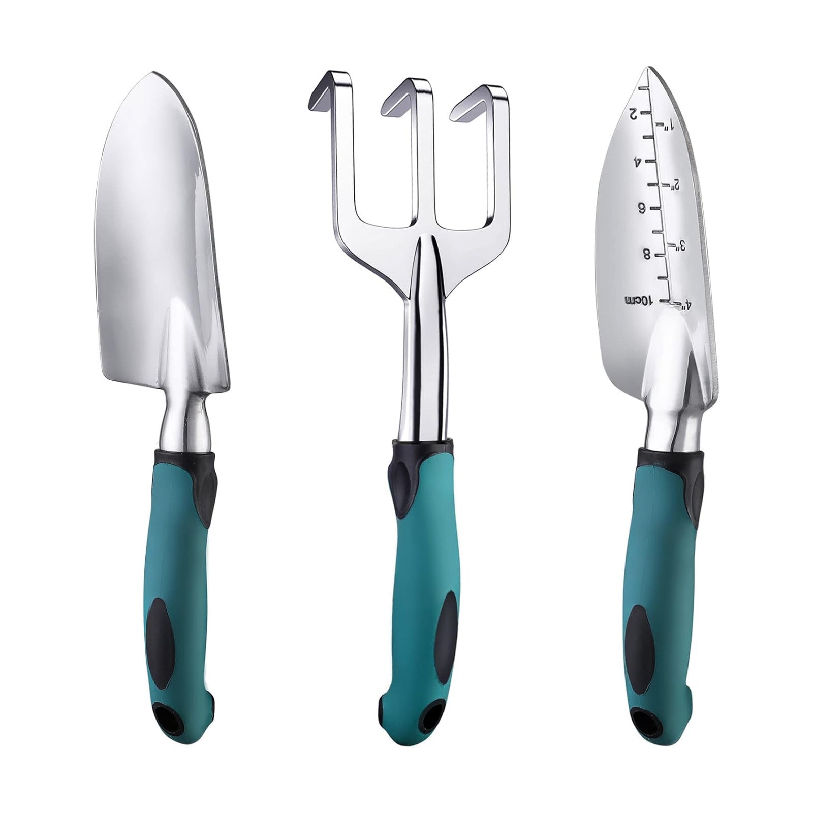 FANHAO Garden Tools Set, 3 Piece Heavy Duty Gardening Tools Cast Aluminum with Soft Rubberized Non-Slip Handle, Durable