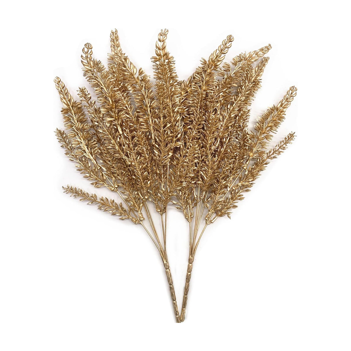 PASYOU Christmas Artificial Plants Decoration, Plastic Grass Faux Shrubs Simulation Wheat Ears Leaves Indoor Outdoor Home Garden Planter Filler Party Hotel Verandah Wedding DIY Decor - Gold 2 Pack