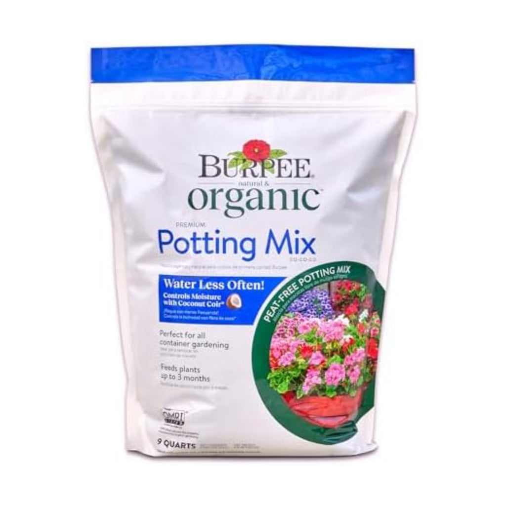 Burpee, 9 Quarts | Premium Organic Potting Natural Soil Mix Food Ideal for Container Garden-Vegetable, Flower & Herb Use for Indoor Outdoor Plant
