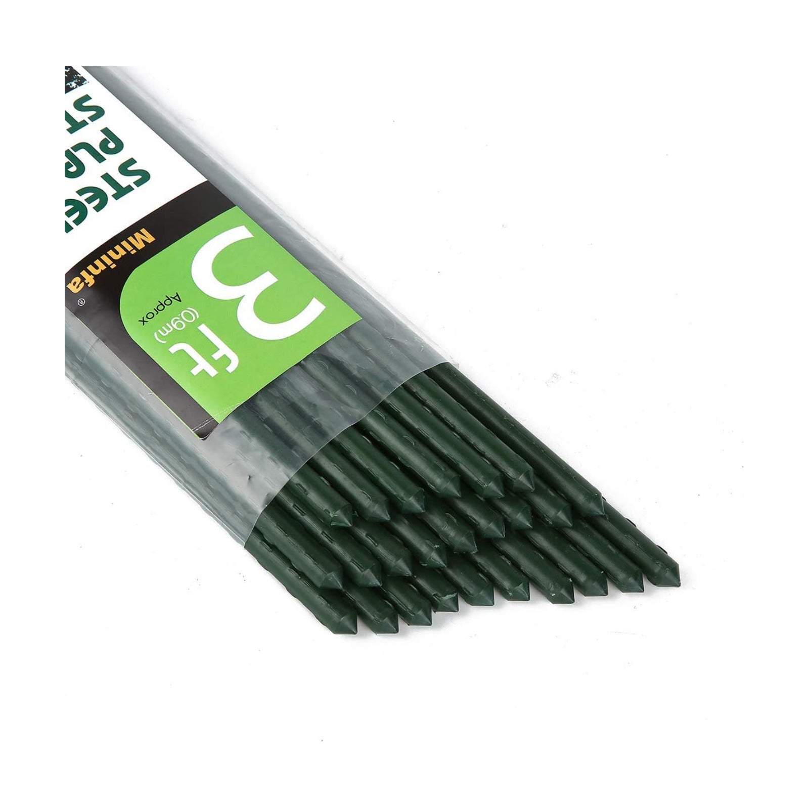 Steel Plant Stakes 3 Feet, Plastic Coated Metal Garden Stakes Supports Climbing for Tomatoes, Trees, Beans, 25 Pack