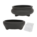 Bonsai Planter 2 pc 3.7" + 3.9" Unglazed Round Ceramic Succulent Pots Set