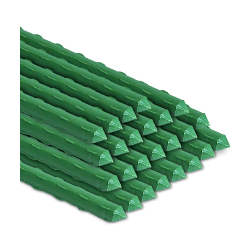 Garden Stakes 48 Inches Sturdy Green Plant Sticks 25 Pack, Metal Tomato Stakes Support, Yard Plant Support Cage for