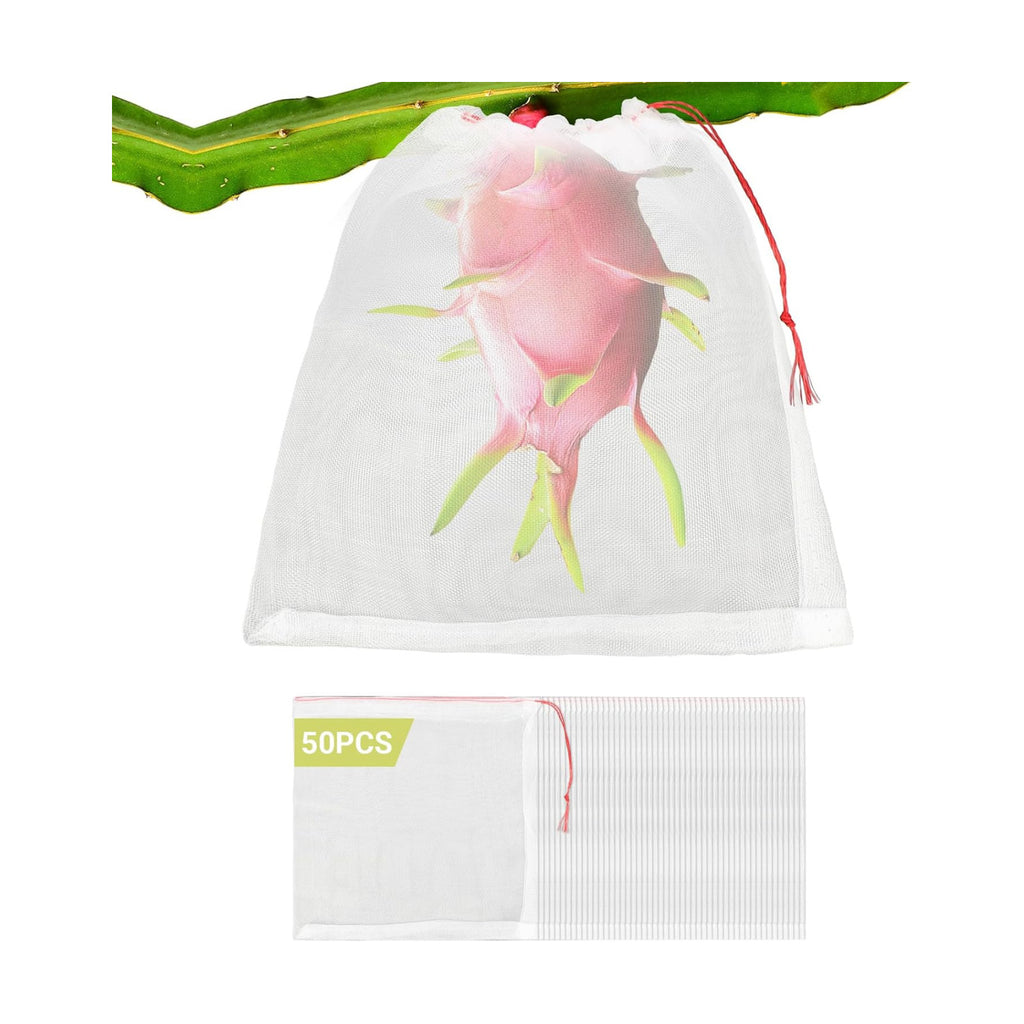 Fruit Cover Bags with Drawstring, 50pcs 10x10 Inch Garden Netting Fruit Protection Bags for Plant Flowers Vegetables
