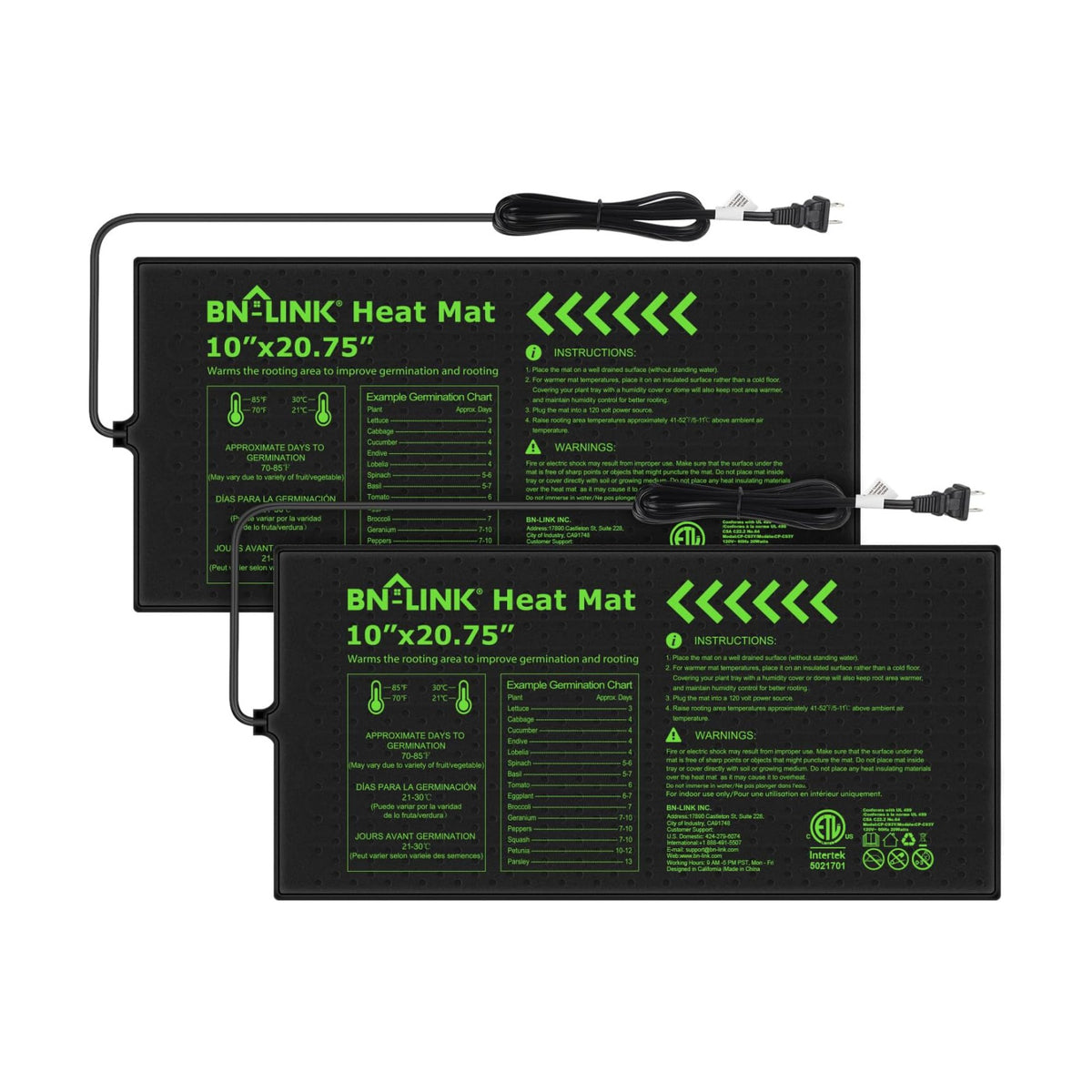 BN-LINK 10" x 20.75" Seedling Heat Mat for Seed Starting Plants Germination
