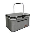 LIQING 35L Large Picnic Basket 2 Layers of Internal Pockets Leak-Proof and Insulated ，Folding with Internal Support for