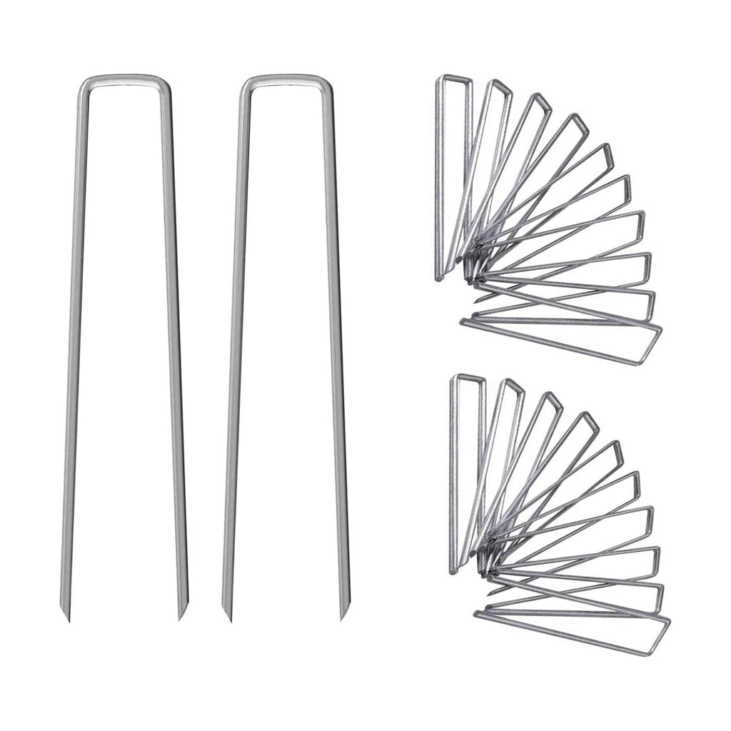 12 Inch Galvanized Garden Landscape Staples Stakes, 25 50 100 PCS Anti-Rust Garden Staples Tent Ground Stakes U-Shaped