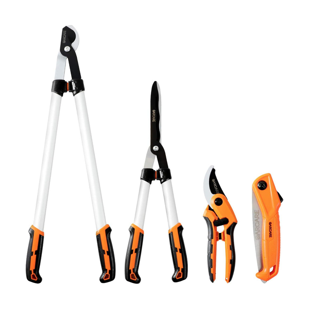 GARCARE Hedge Clippers Pruning Shears 4 in 1 Set Garden Pruning Tool Set | High Carbon Steel, Lopper, Folding Saw