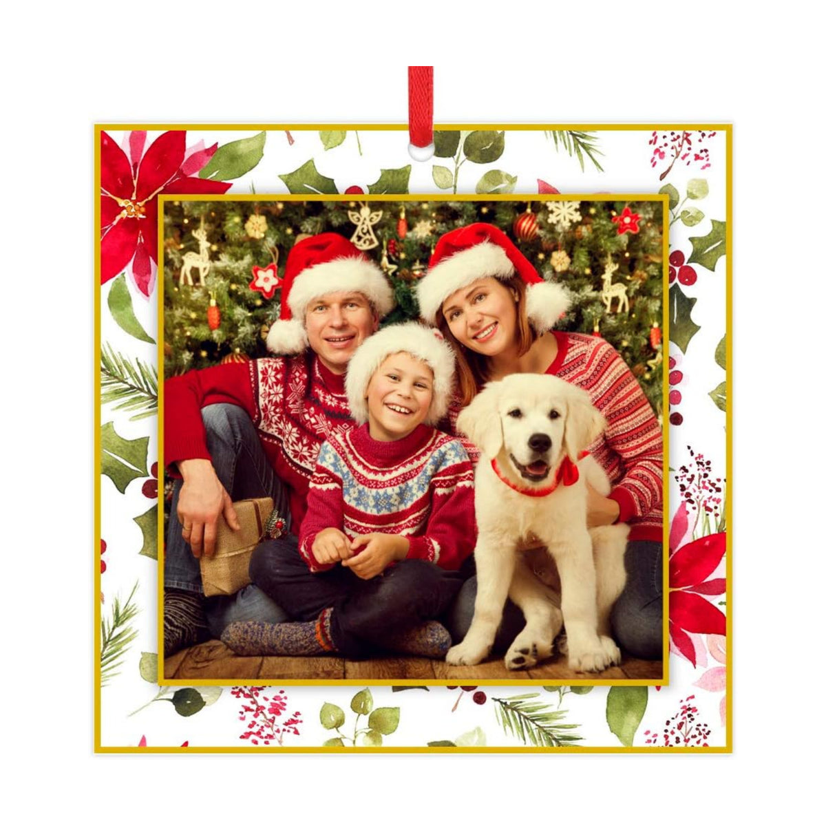 WaaHome Picture Frame Christmas Ornaments 2026-3'' Floral Photo Frame Christmas Tree Ornaments Decorations Gifts for Family Friends Women Mom